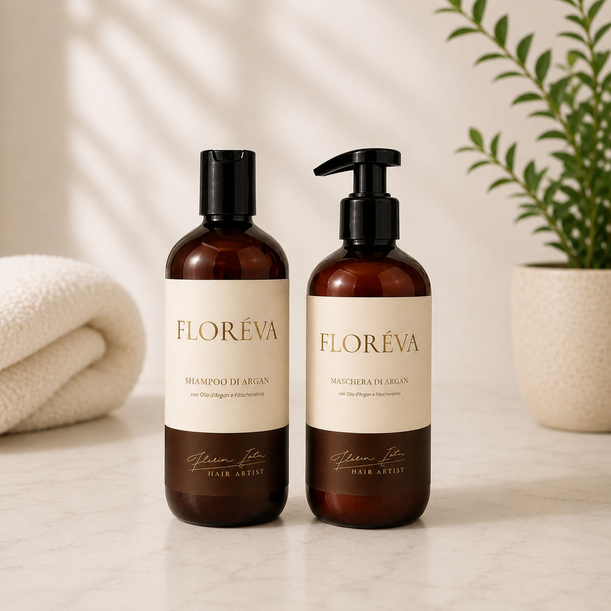 Set Sampon+Masca FLOREVA Argan Elixir 250ml + 250ml